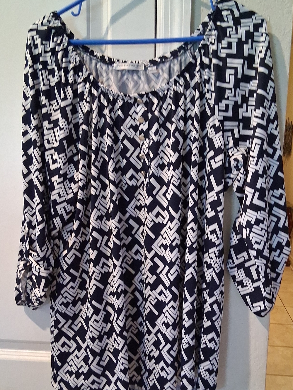 Notations Black and White Geometric Tunic Top